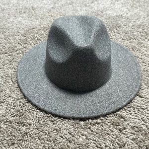 Grey fedora hat